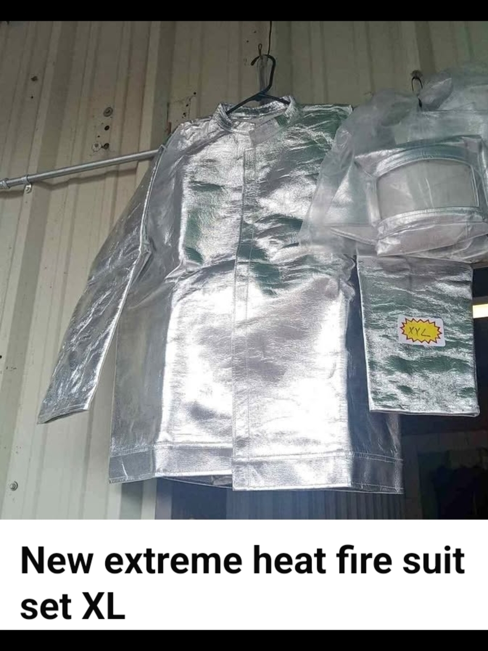 Extreme Heat Reflective Fire Suit Jacket + Headgear — Silver